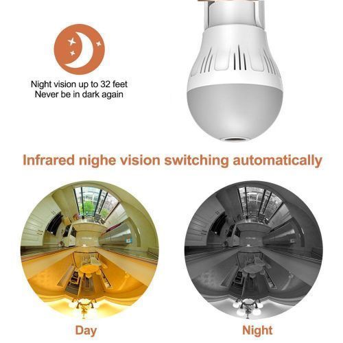 1080P Bulb IP Camera CCTV 360 Degree VR WiFi Wireless Lamp Hidden H.265 V380 PRO