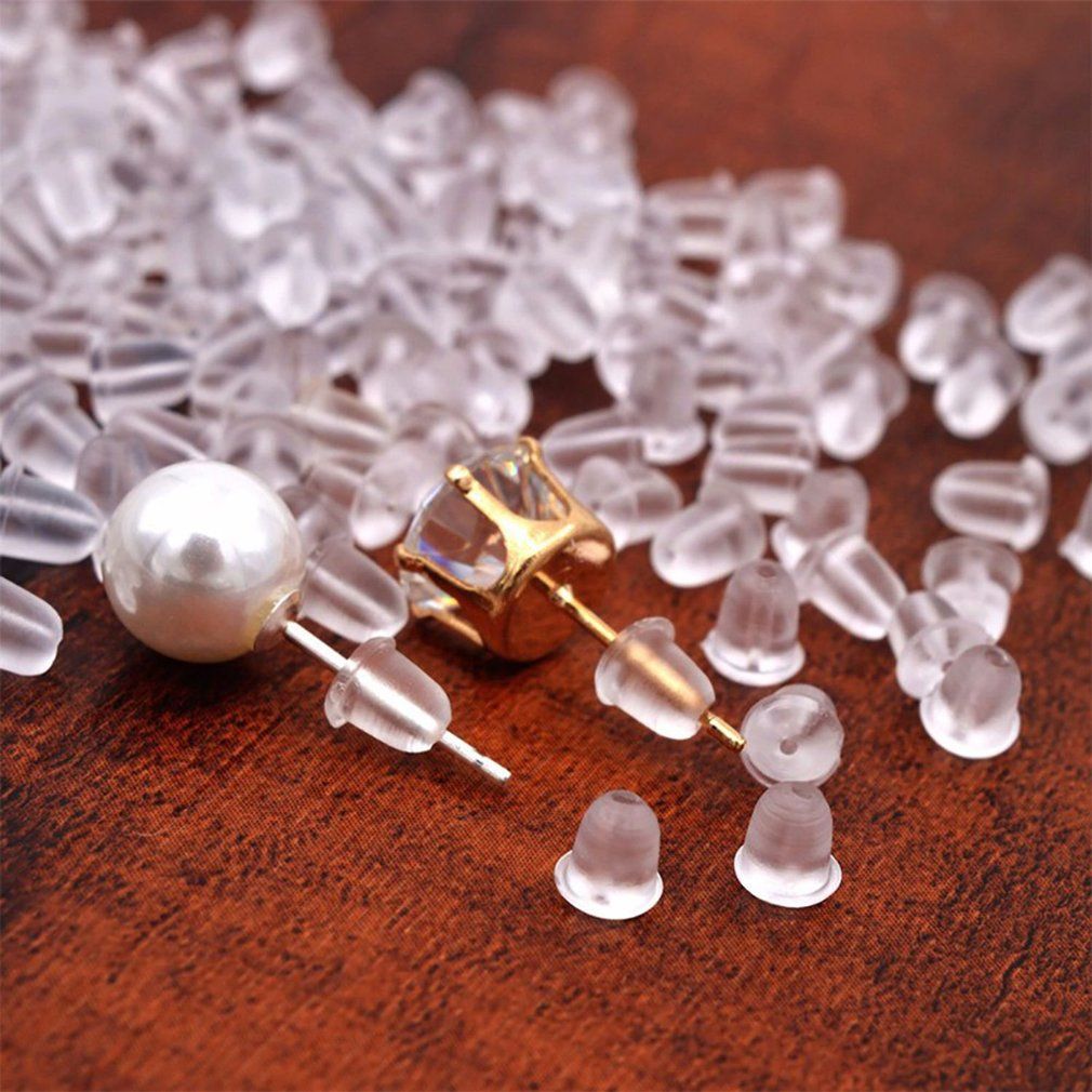 OR 100pcs/lot Bullet-shaped Rubber Earring Backs Stoppers Ear Stud Earrings Cap