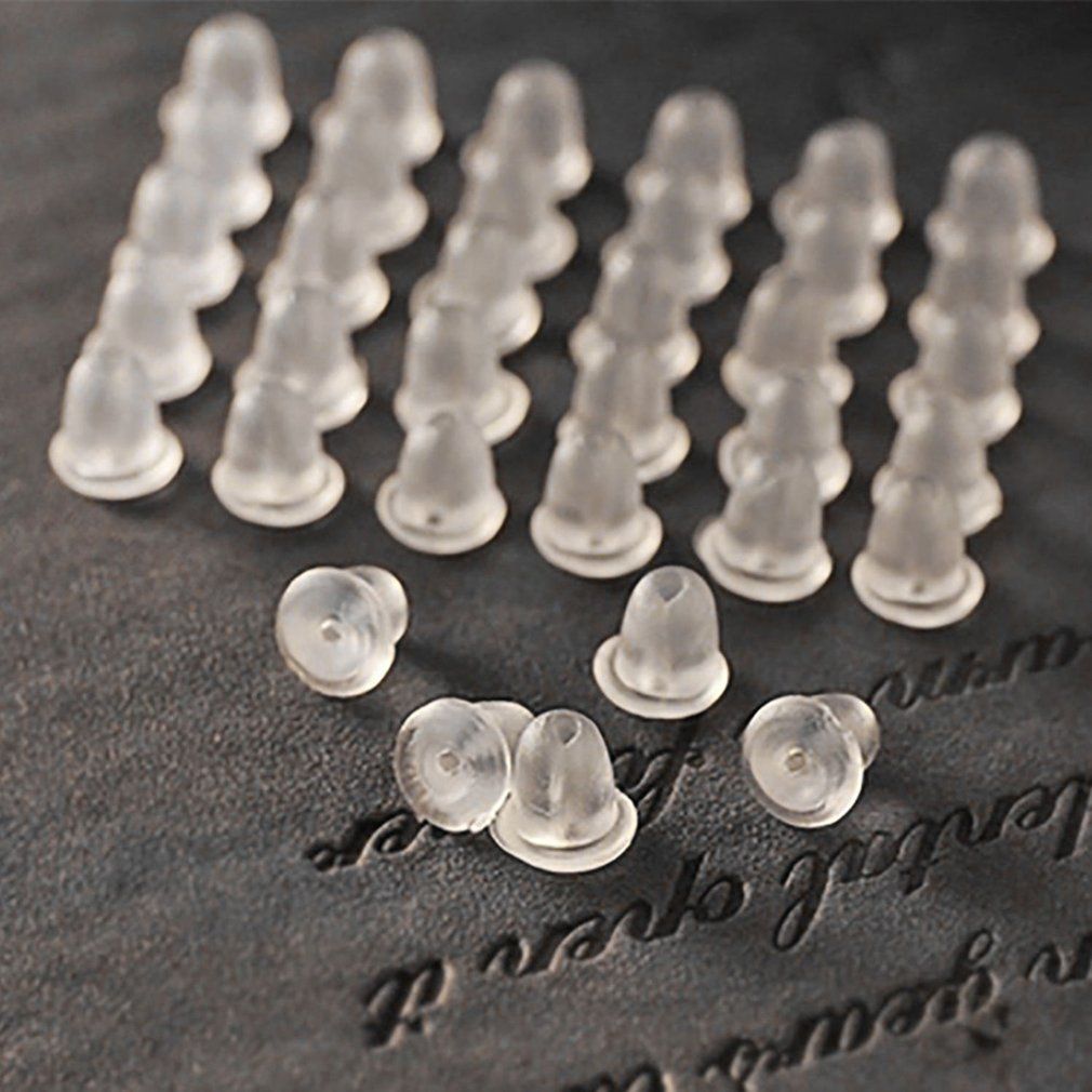 OR 100pcs/lot Bullet-shaped Rubber Earring Backs Stoppers Ear Stud Earrings Cap
