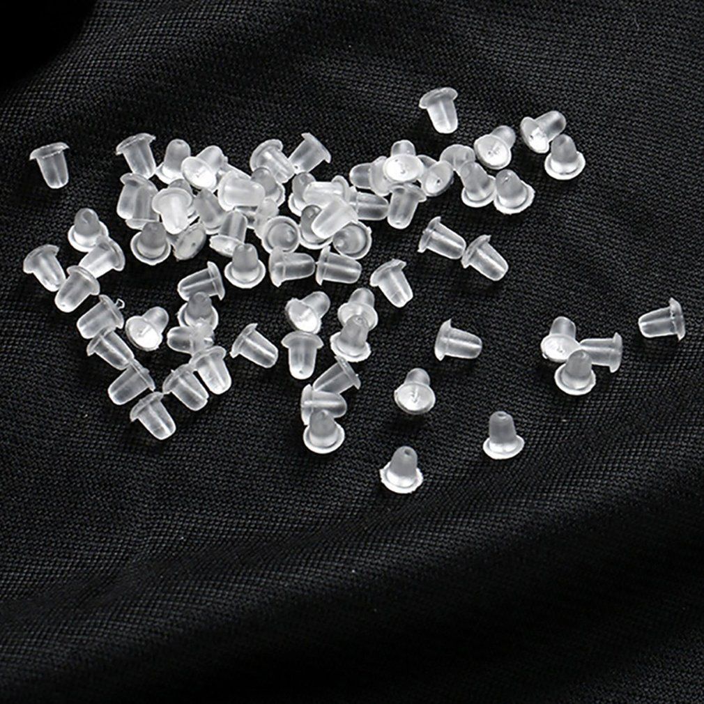 OR 100pcs/lot Bullet-shaped Rubber Earring Backs Stoppers Ear Stud Earrings Cap