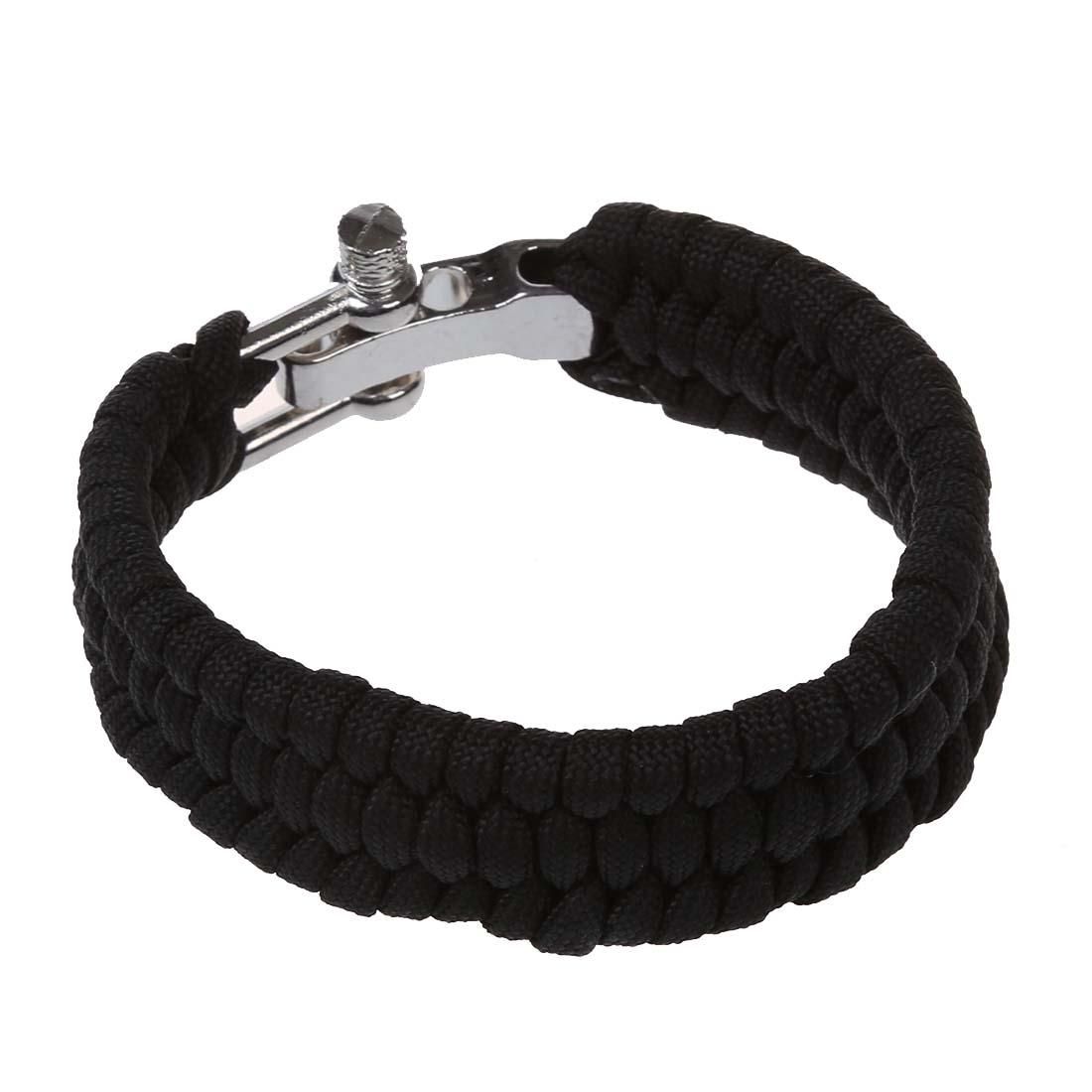 7 Strand Survival Military Weave Bracelet Cord Buckle - Black