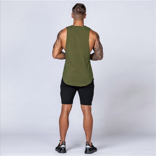 Men's Gym Tank Top Sleeveless Muscle Shirt Men Vest  Green