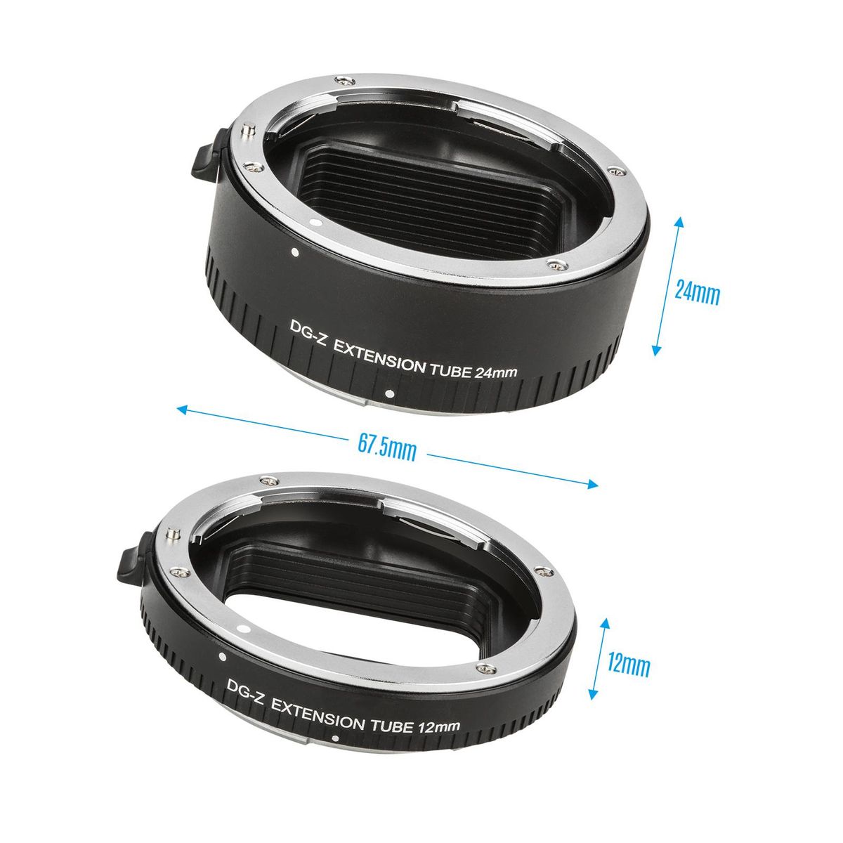Automatic Macro Extension Tubes 12mm 24mm Full Frame Metal Adapter Ring Auto Focus Auto Exposure TTL Metering Compatible with Nikon Z Mount Cameras Lens Accessories
