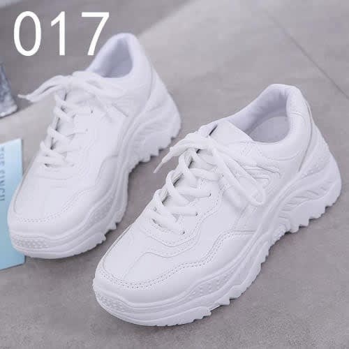 Unisex White Lace Up Sneakers