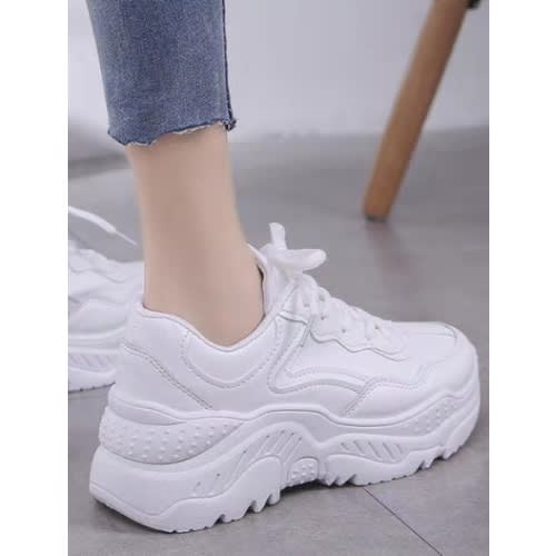 Unisex White Lace Up Sneakers