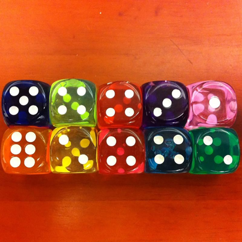 10pcs/lot Dice Set 10 Colors High Quality Acrylic 6 Sided