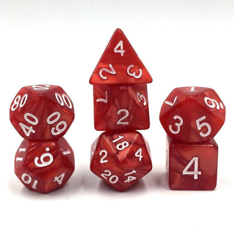 Rollooo Dice Pearl Rpg Dice 7 Pieces D4 D6 D8 D10 D% D12