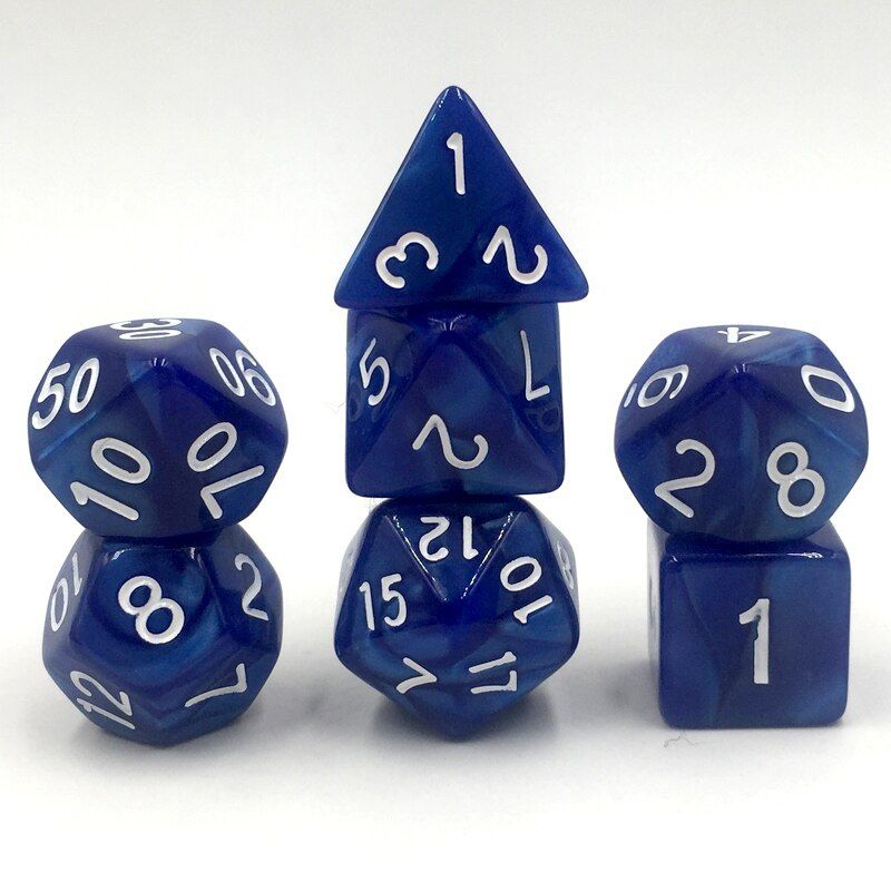 Rollooo Dice Pearl Rpg Dice 7 Pieces D4 D6 D8 D10 D% D12