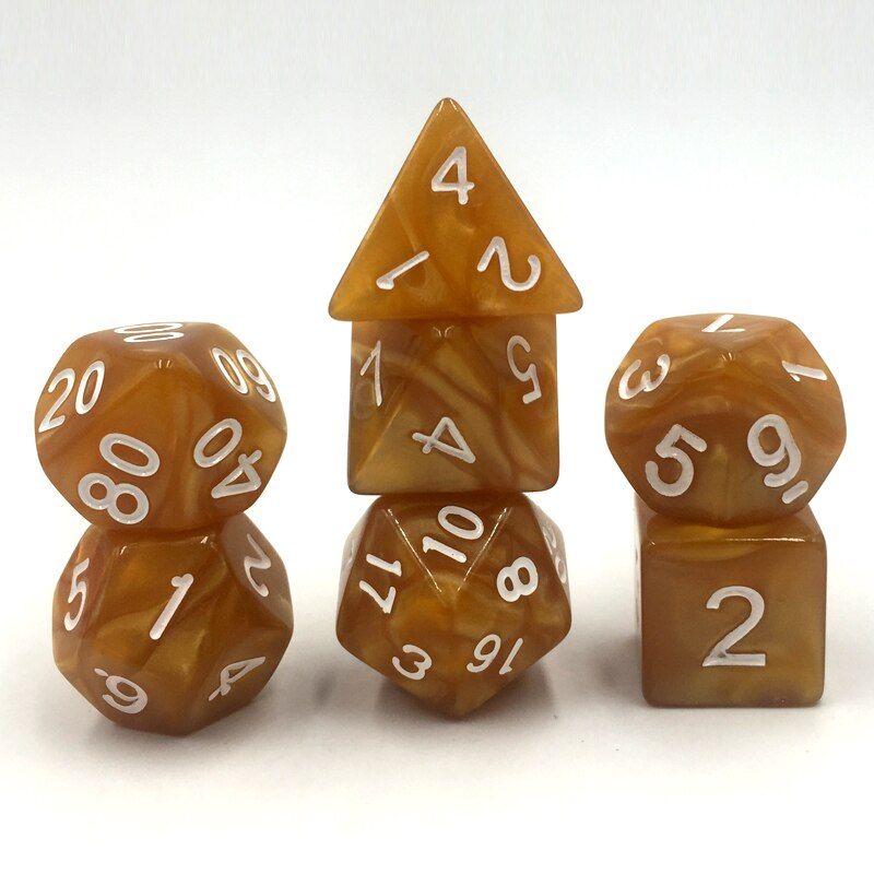 Rollooo Dice Pearl Rpg Dice 7 Pieces D4 D6 D8 D10 D% D12