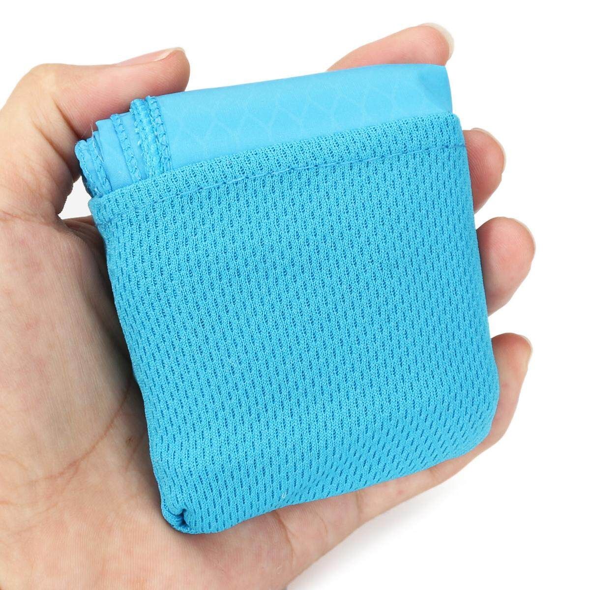 Waterproof Portable Foldable Picnic Camping Pocket Blanket Beach Mat Outdoor Blue Blue