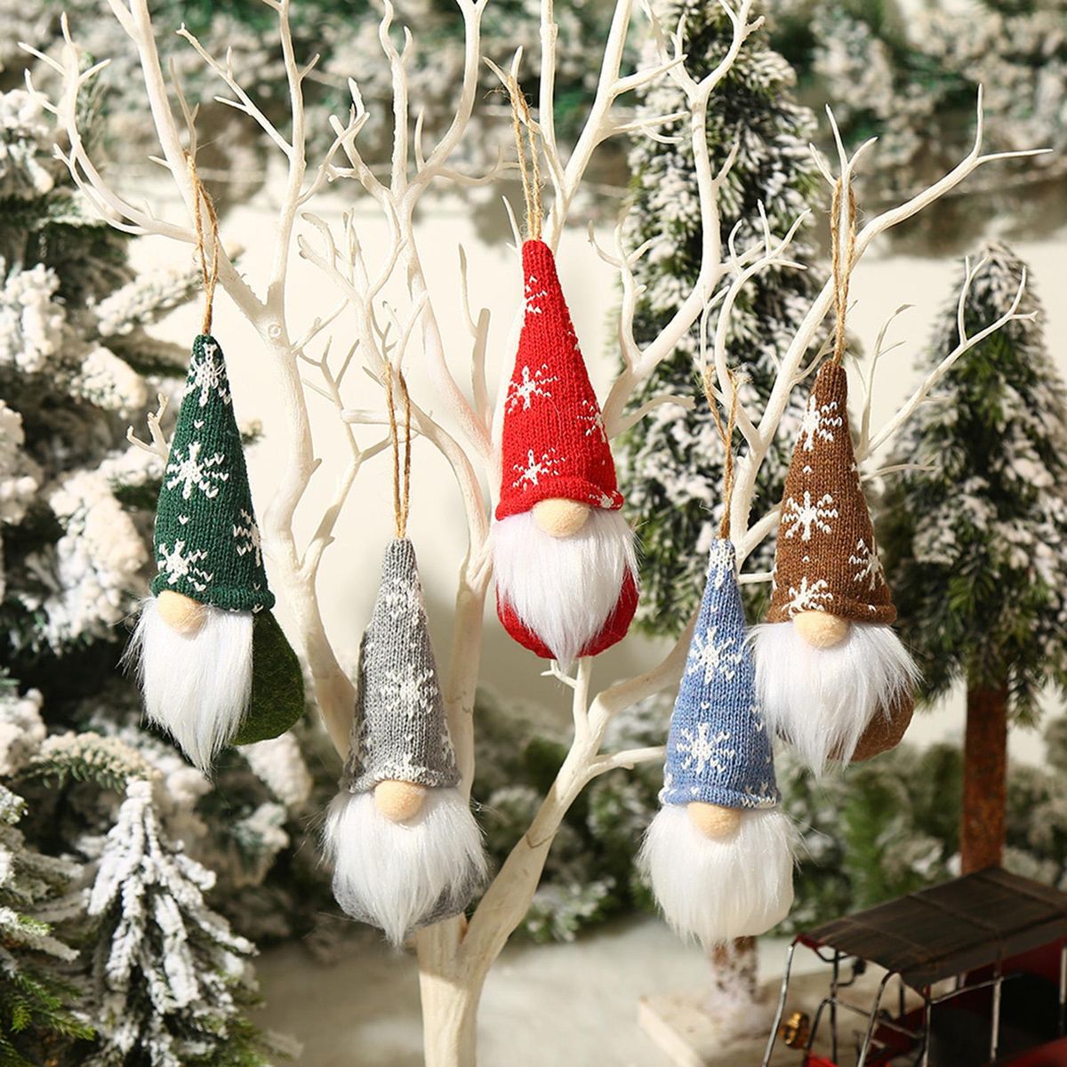 Snowflake Striped Knitted Hat Doll Faceless Doll Christmas Tree Decorative Hangings Christmas Supplies