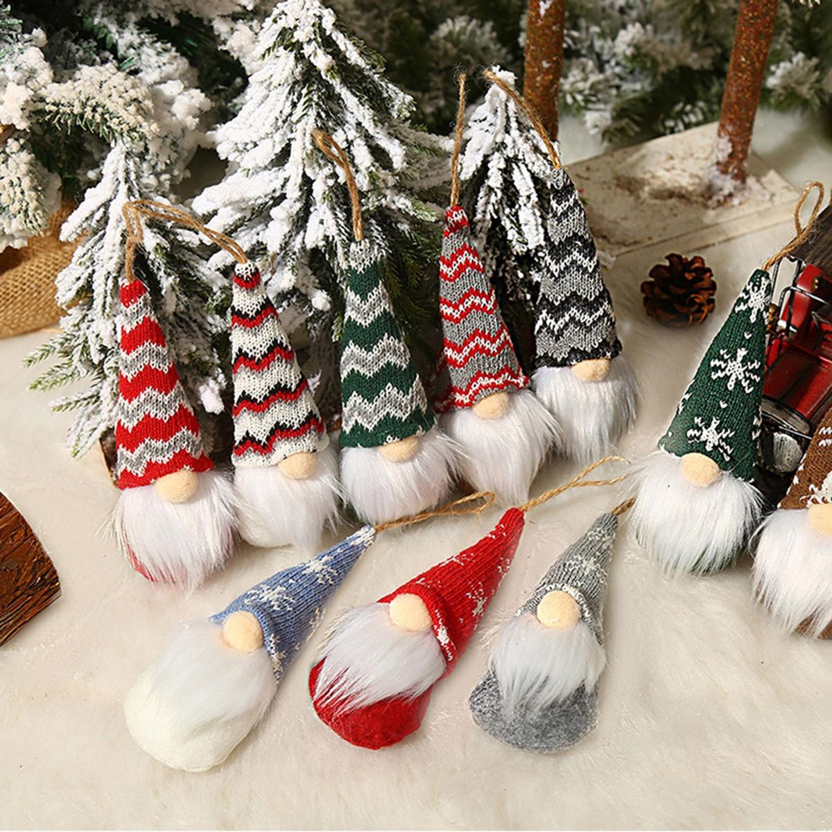 Snowflake Striped Knitted Hat Doll Faceless Doll Christmas Tree Decorative Hangings Christmas Supplies