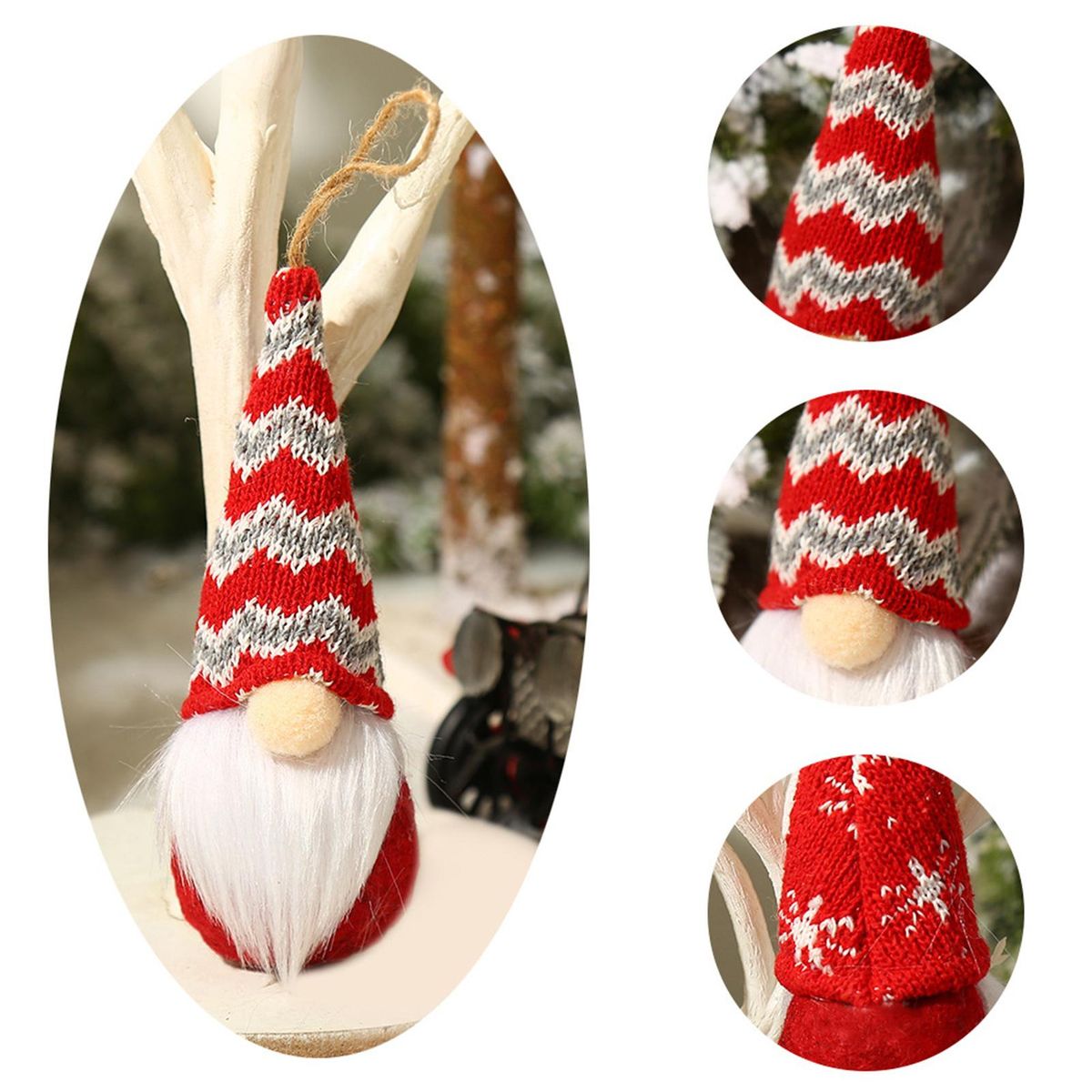 Snowflake Striped Knitted Hat Doll Faceless Doll Christmas Tree Decorative Hangings Christmas Supplies