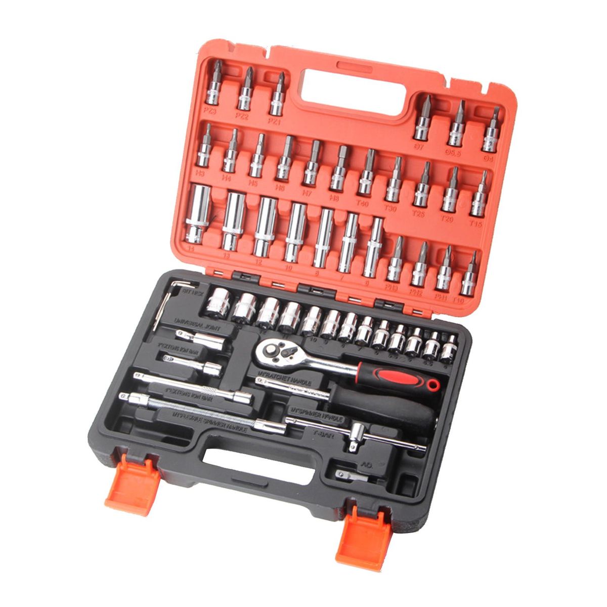 53pcs Ratchet Wrench & Socket Tools Set 1/4-inch Drive Screwdriver Repairing Kit Combination Socket Wrench Drive Socket Set with Storage Case for Home Car Automobile Bike Mechanic Projects Repair Household Garage Trunk