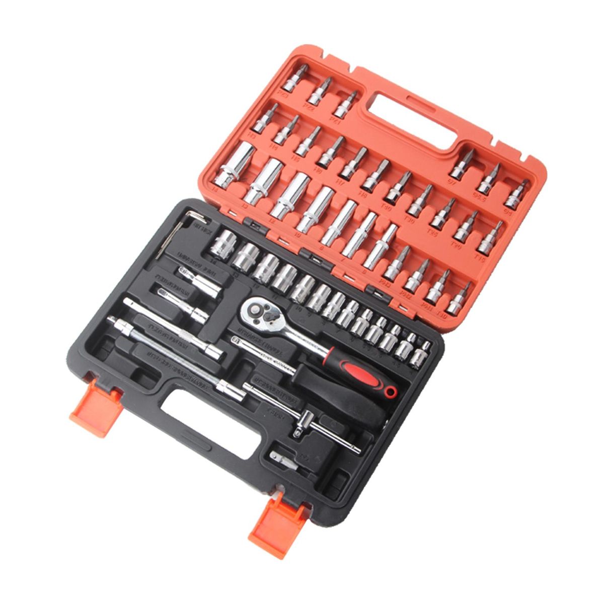 53pcs Ratchet Wrench & Socket Tools Set 1/4-inch Drive Screwdriver Repairing Kit Combination Socket Wrench Drive Socket Set with Storage Case for Home Car Automobile Bike Mechanic Projects Repair Household Garage Trunk