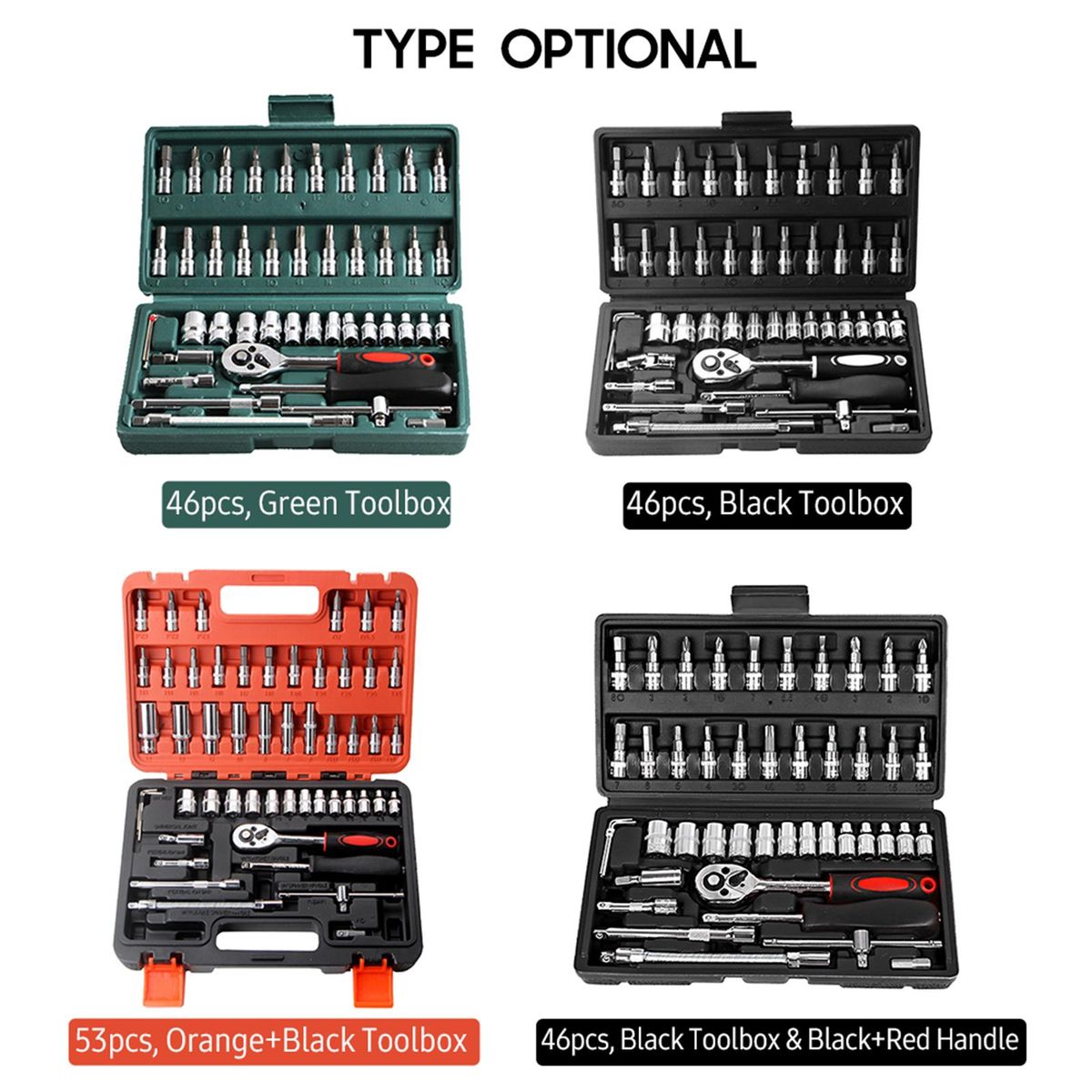 53pcs Ratchet Wrench & Socket Tools Set 1/4-inch Drive Screwdriver Repairing Kit Combination Socket Wrench Drive Socket Set with Storage Case for Home Car Automobile Bike Mechanic Projects Repair Household Garage Trunk