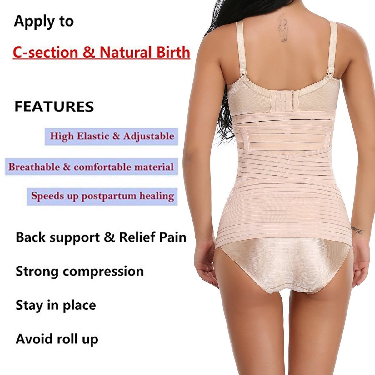 3 In 1 Postpartum Belly Belt, Soft Comfort Maternity Recovery Belt Belly Back