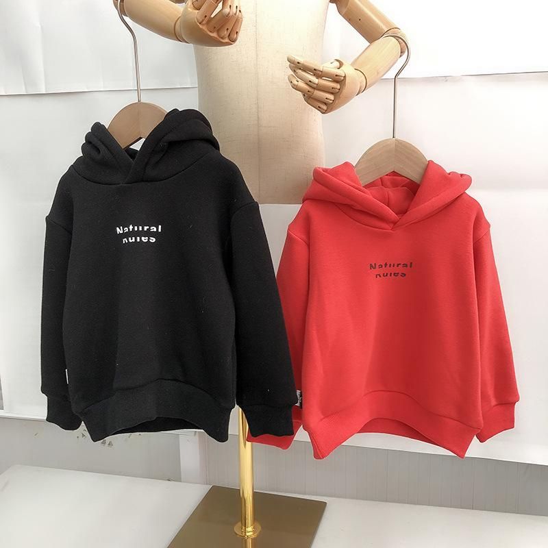 Children's Hooded Sweatshirt Solid Color Sweatshirt Red