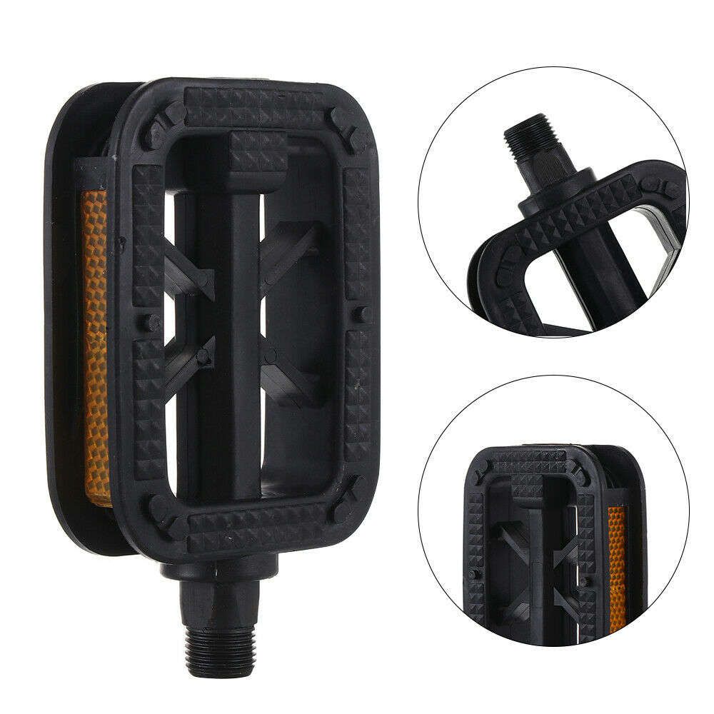 1 Pair 9/16" Bicycle Pedals Universal Anti-Skid One-piece Plastic MTB