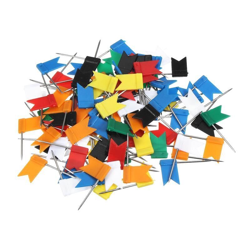 100pcs/set Flag Push Pins Nail Thumb Tack Cork Board Map Drawing Pins For Home Office School Stationery Supplies
