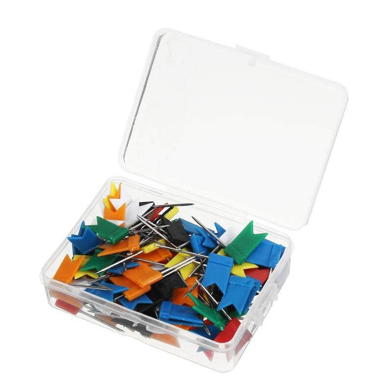100pcs/set Flag Push Pins Nail Thumb Tack Cork Board Map Drawing Pins For Home Office School Stationery Supplies