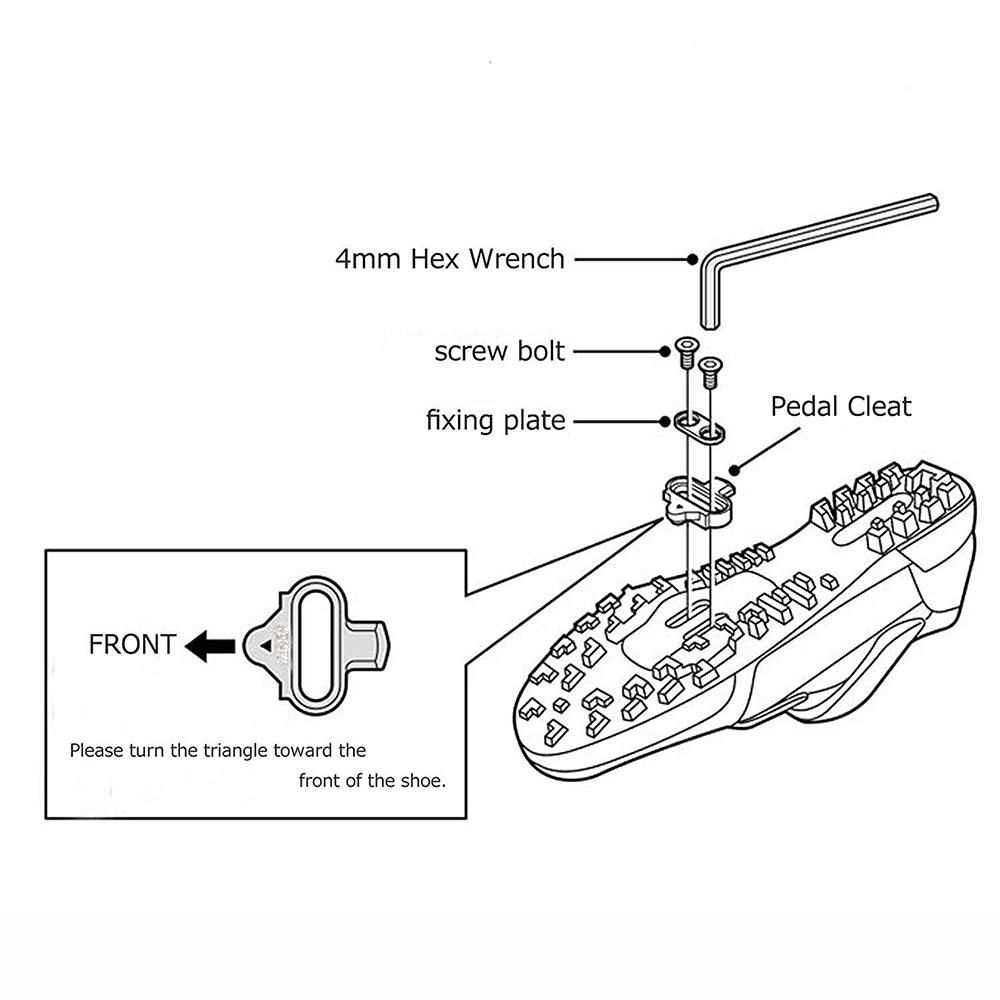 Bicycle Mountain Cleat Biking MTB Cleat Set Clips Kit W/Hardware Nuts Clip-in Cleats for Shimano SPD Pedals