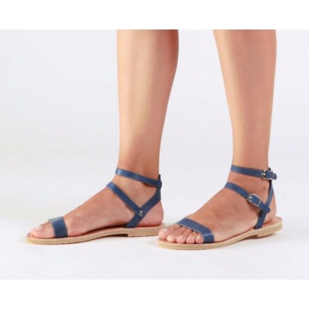 Women's Blue Double Buckled Sandals