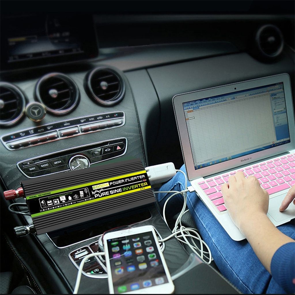 6000W Pure Sine Wave Power Inverter Car Inverter Universal Socket 12V To 220V Power Converter For Car Home Outdoor-24v To 220v 50hz
