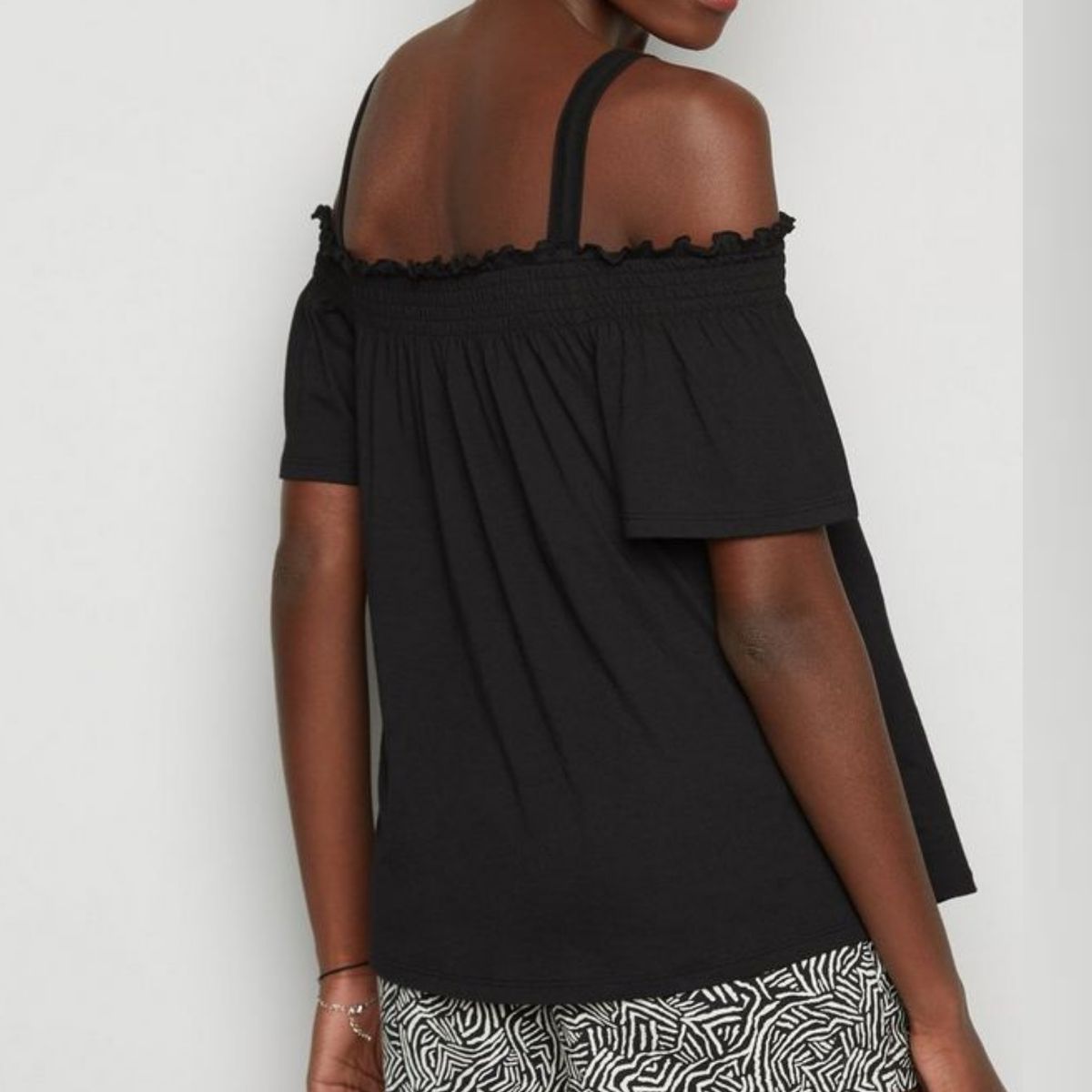 Thick Strap Bardot NecklineBlack Maternity Top