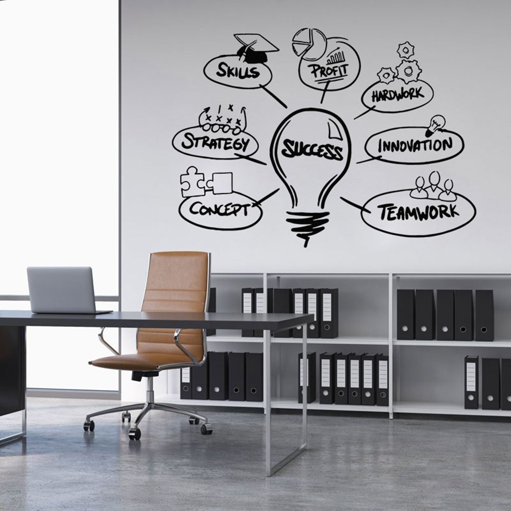 Light Bulb Sticker Company Office Studio Inspired Wall Sticker School Creative Dormitory Decoration Sticker(Black)