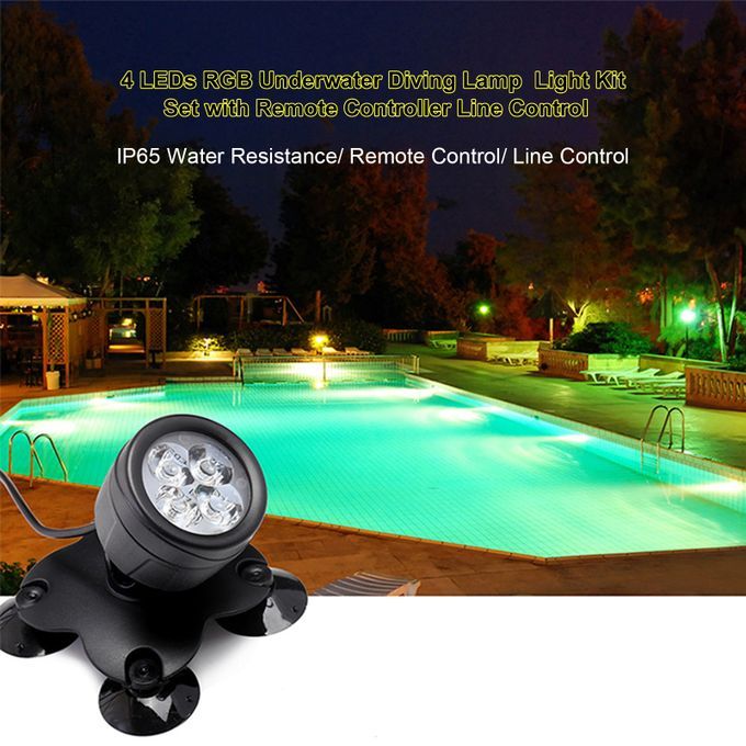 4PCS 4 LEDs RGB Underwater Diving Lamp Light Kit Set With
