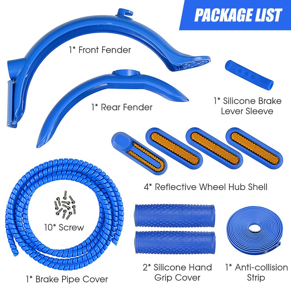 Electric Scooter Front Rear Fender Kit With Wheel Hub Shell