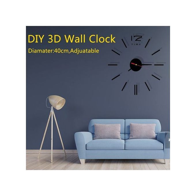 Wall Clock Watch Large Modern Simple DIY Sticker Decal 3D Roman Numeral Home