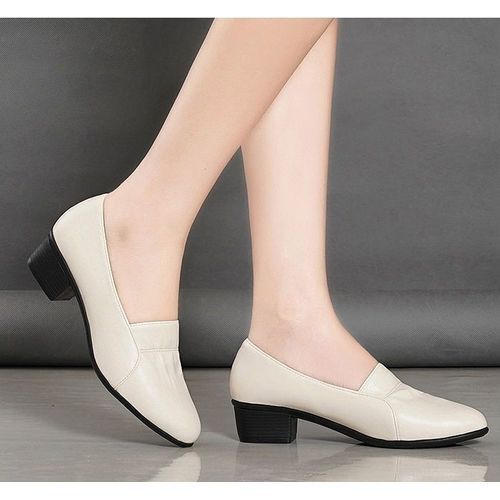 Ladies Low Heel Sweet Pointed Pump Dress Party Shoes Daily Sandals-white