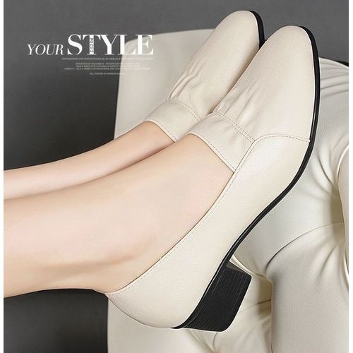 Ladies Low Heel Sweet Pointed Pump Dress Party Shoes Daily Sandals-white