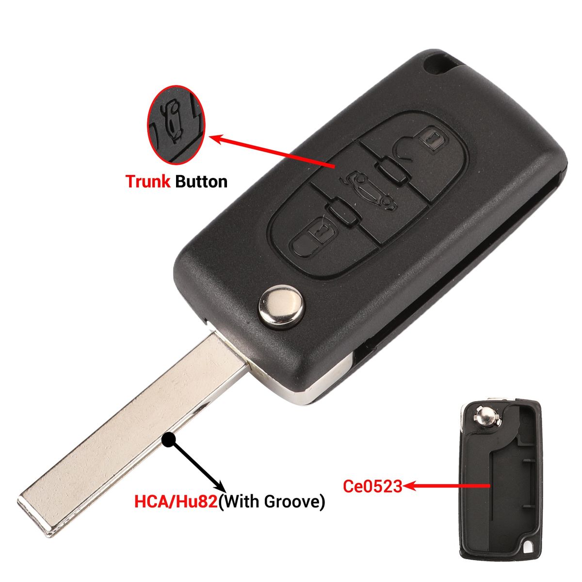 Jingyuqin Car Key Case Shell For Peugeot 307 407 308 607