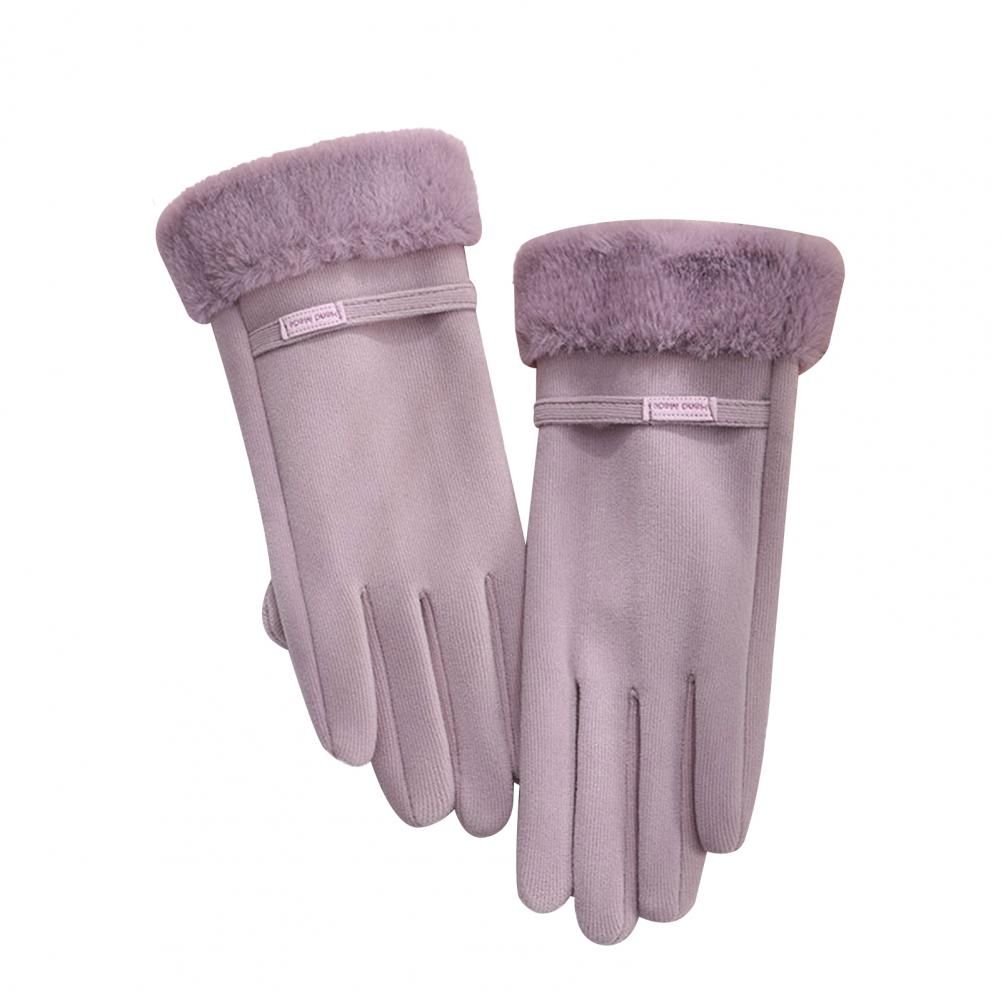 (Purple)Women Gloves 1 Pair Good-looking Thickened Washable  Windproof Female Winter Sports Cy SCO