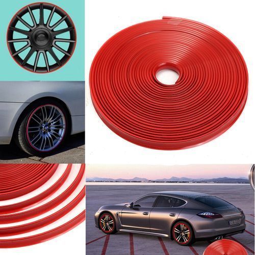 Car Wheel Rims Protector Strip Rubber 8M Red