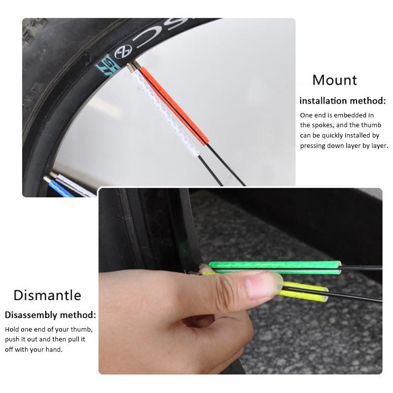 12pcs Bicycle Reflective Stickers Wheel Spokes Tubes Strip Safety Warning Light Reflector Outdoor Bicycle Light Accessories
