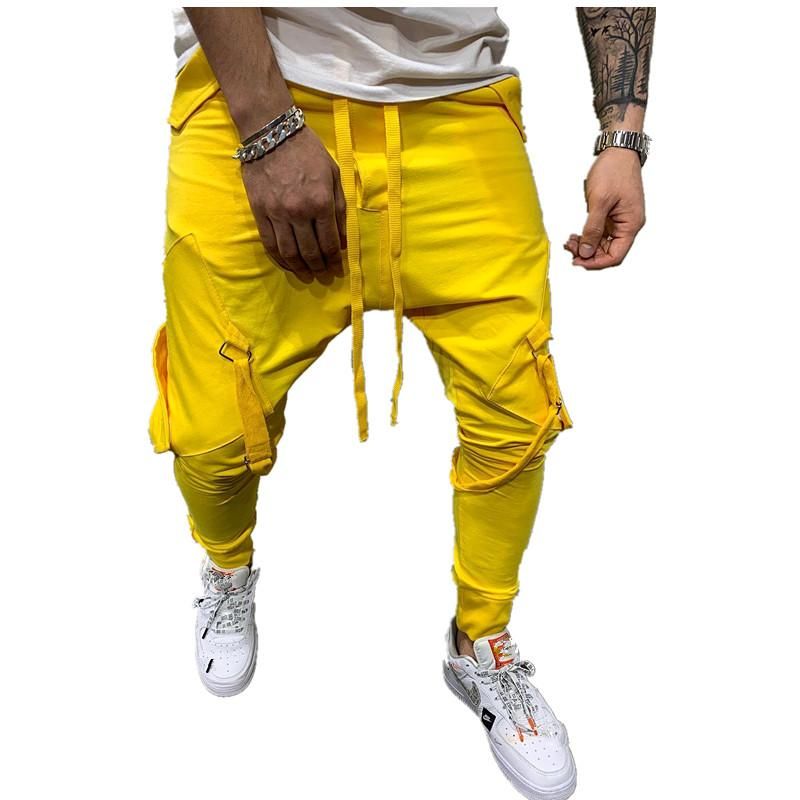 Men's tracksuit pants with tether hip hop big pocket and leg straps casual tracksuit pants long pants