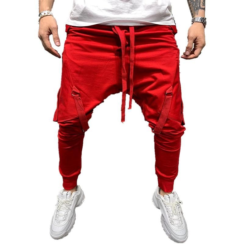 Men's tracksuit pants with tether hip hop big pocket and leg straps casual tracksuit pants long pants