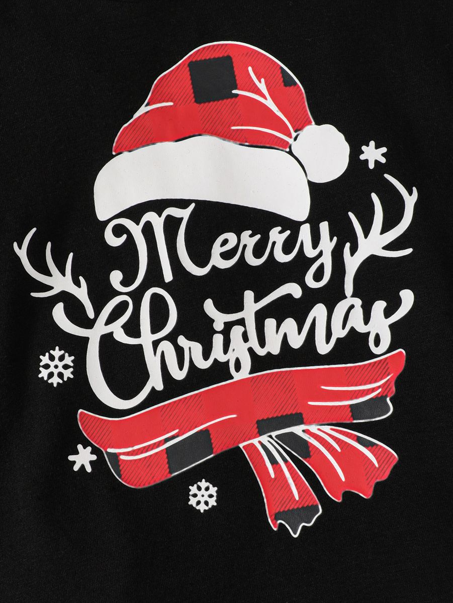 Baby Girl Christmas Printed Hooded Sweatshirt Plaid Pants