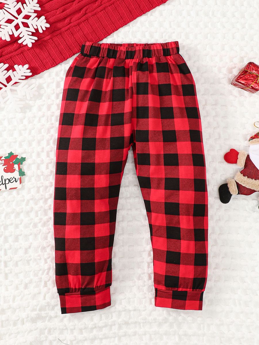Baby Girl Christmas Printed Hooded Sweatshirt Plaid Pants