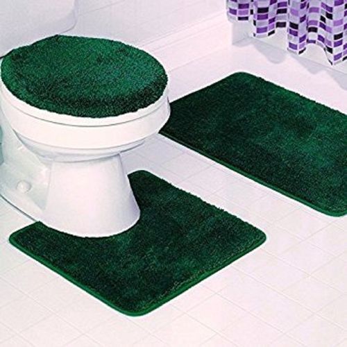 Stylish Decorative Toilet Rug Set- Pedestal Rug + Toilet Lid Cover + Bath Mat (3 Pcs)
