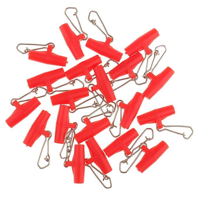 20Pcs Sinker Slide Clips Plastic Head Swivel Hooked Snap  L Red