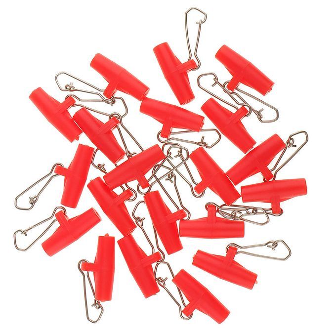 20Pcs Sinker Slide Clips Plastic Head Swivel Hooked Snap  L Red