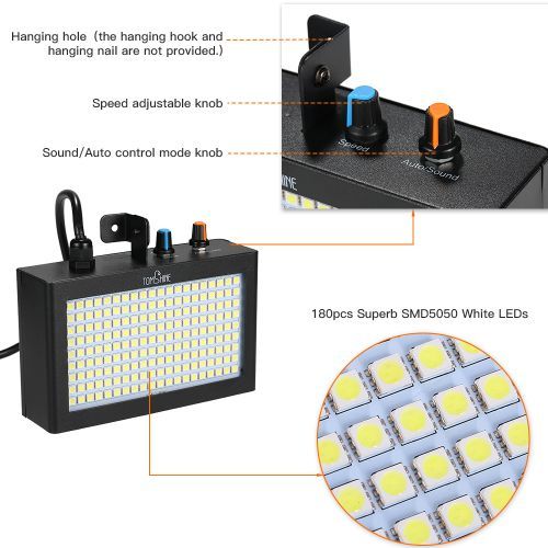 Tomshine 180 LEDs Strobe Flash Light Lamp Portable Auto