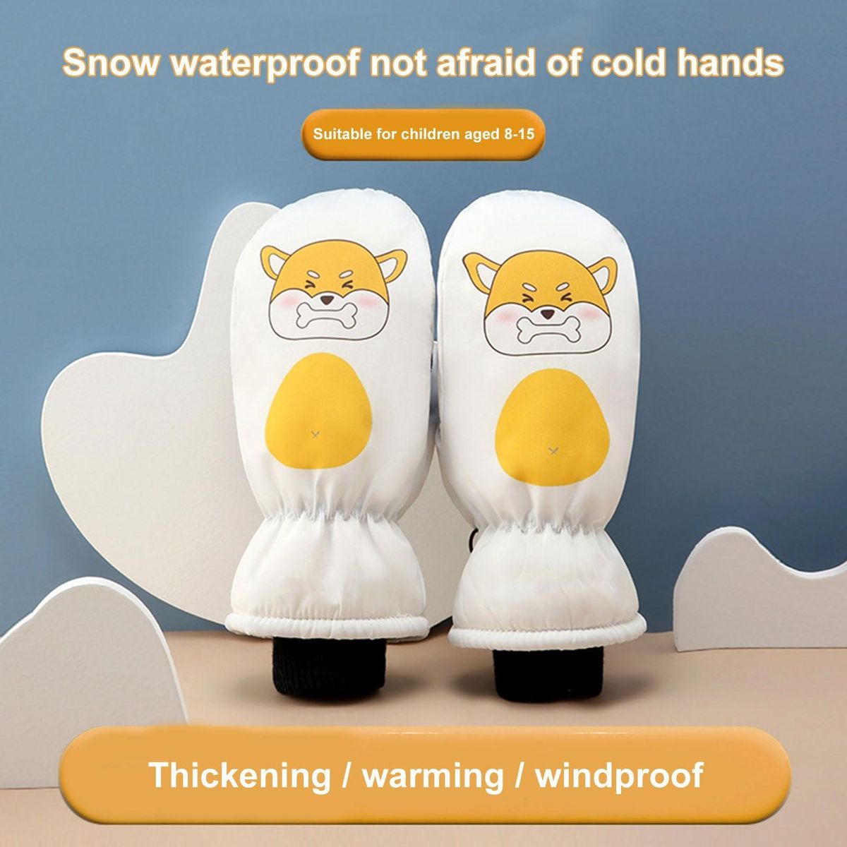 Non-slip Ski Gloves Cozy Cartoon Ski Gloves for Toddlers Waterproof