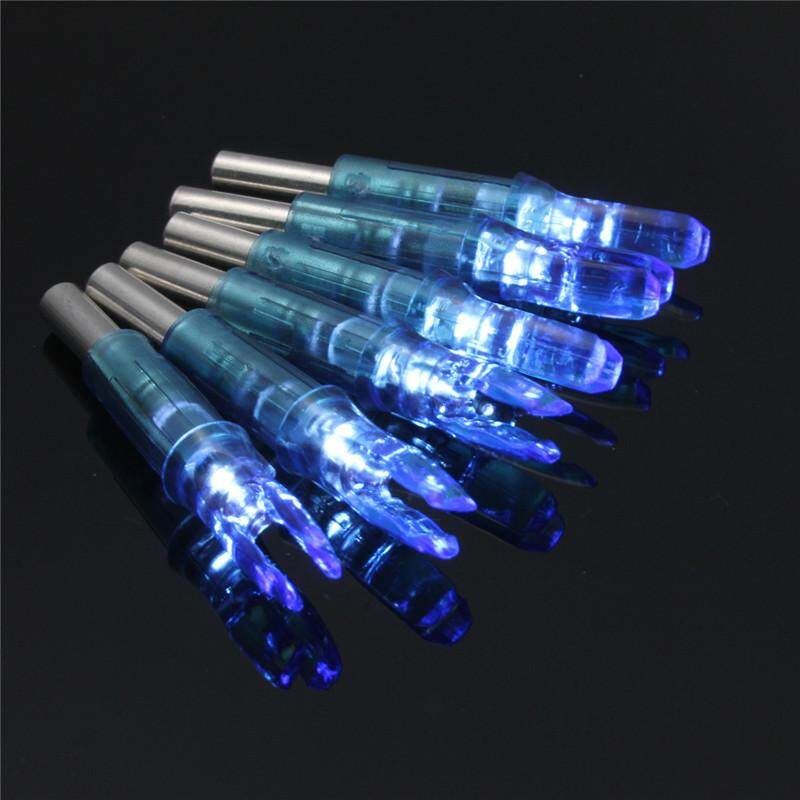 6PCS Hunting Lighted Nock Compound Bow LED Lighted Arrow Nocks Red Blue (blue)