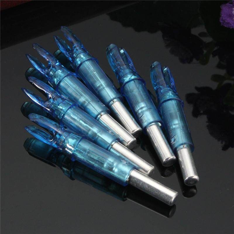 6PCS Hunting Lighted Nock Compound Bow LED Lighted Arrow Nocks Red Blue (blue)